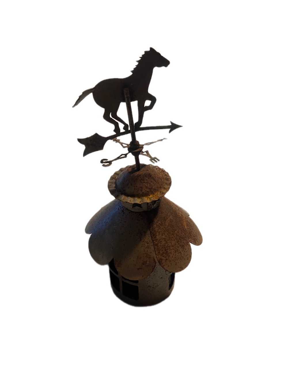 Metal 🐴 Weathervane Lantern Weathered Copper Patina Farmhouse Western Vintage